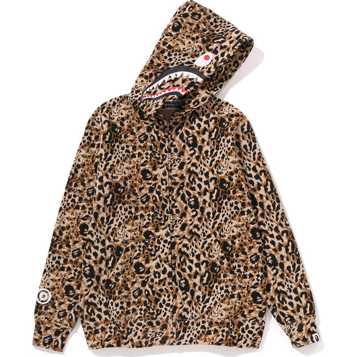 WILD LEOPARD PATTERN SHARK ZIP HOODIE JR KIDS