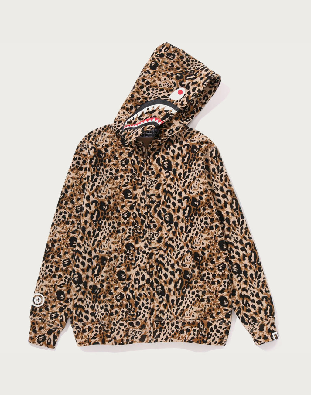 WILD LEOPARD PATTERN SHARK ZIP HOODIE JR KIDS