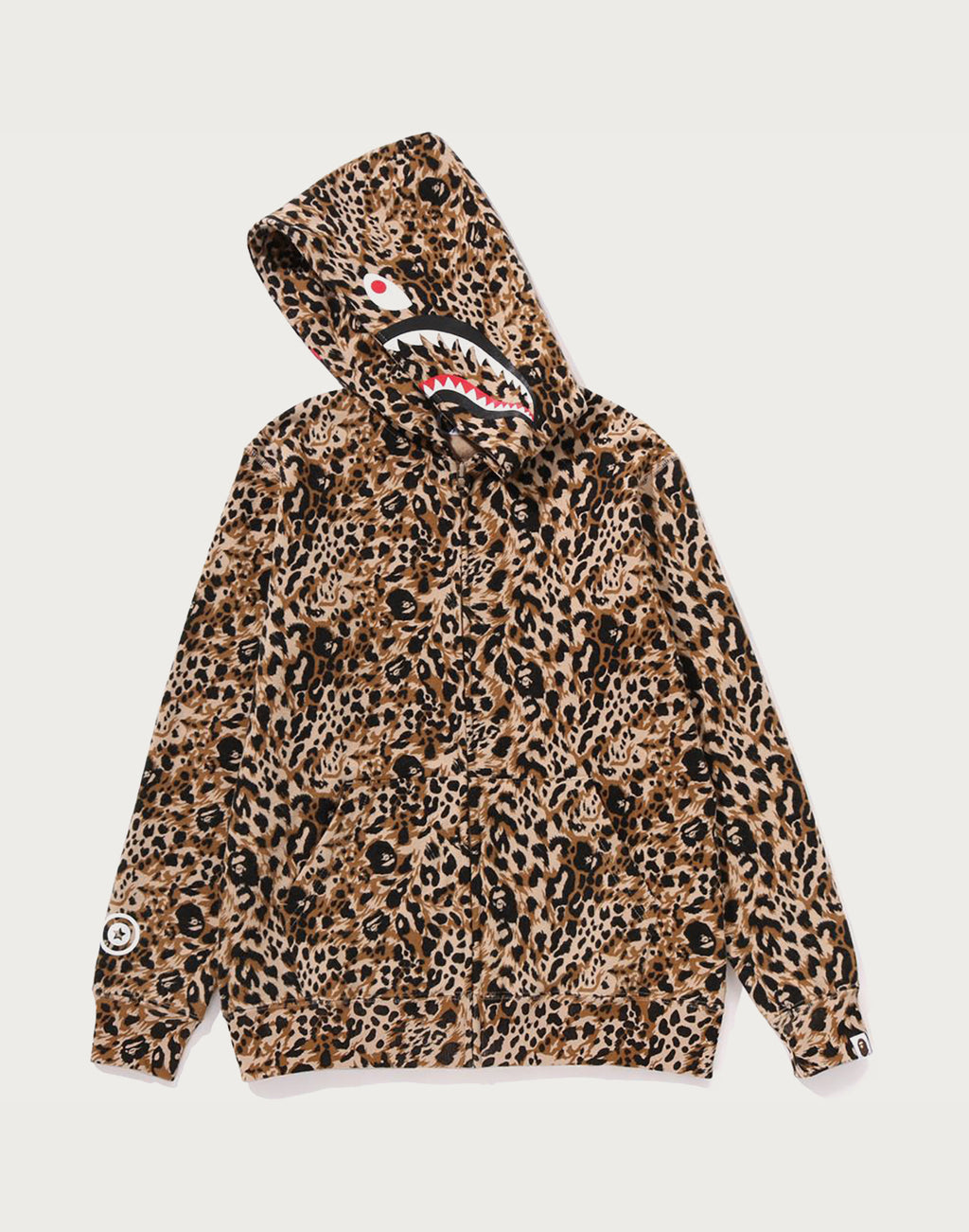 WILD LEOPARD PATTERN SHARK ZIP HOODIE JR KIDS