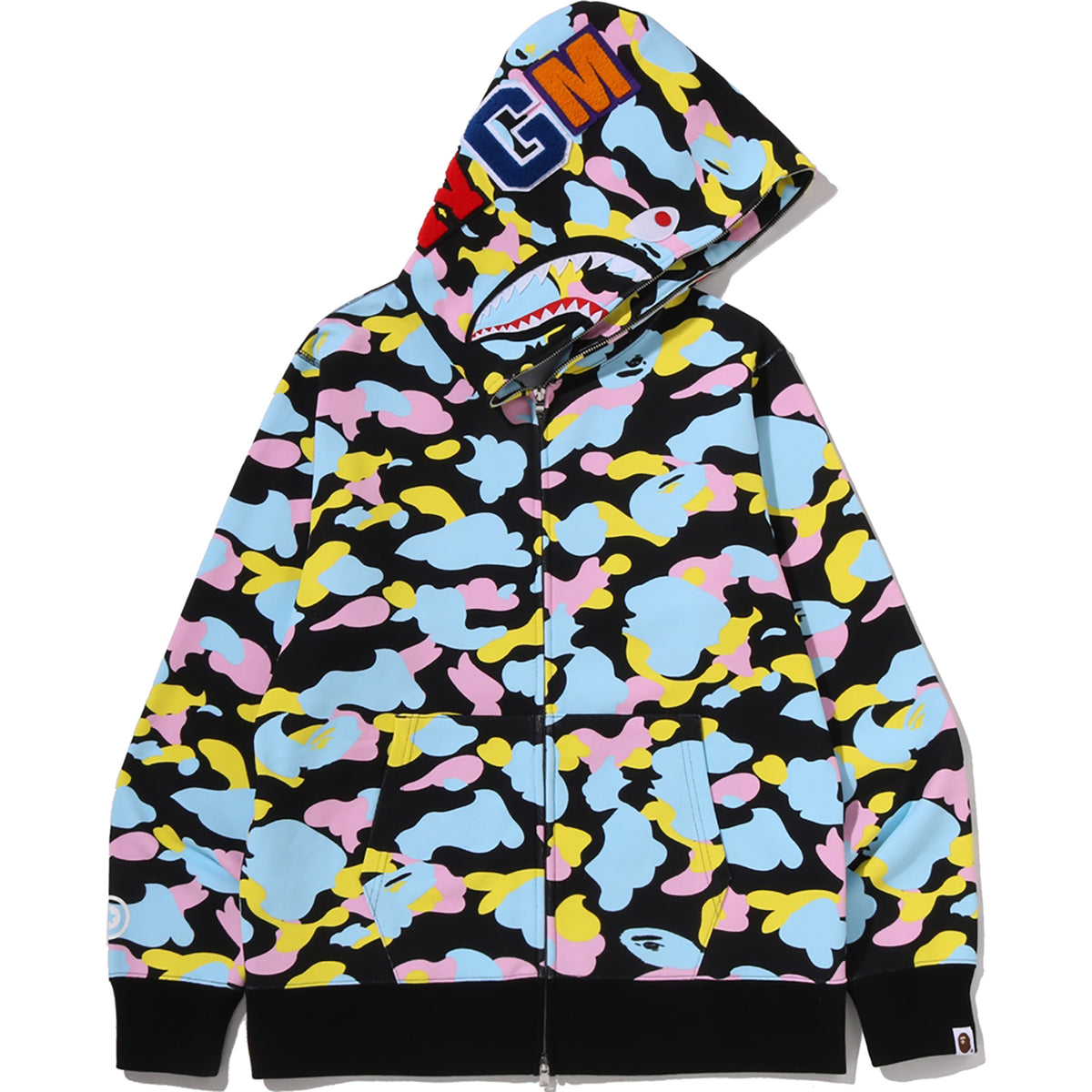 MULTI CAMO SHARK FULL ZIP HOODIE MENS