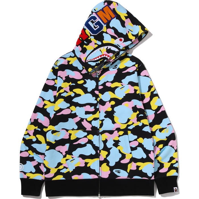 MULTI CAMO SHARK FULL ZIP HOODIE MENS
