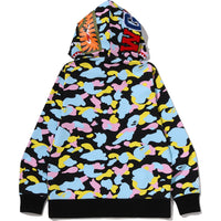 MULTI CAMO SHARK FULL ZIP HOODIE MENS