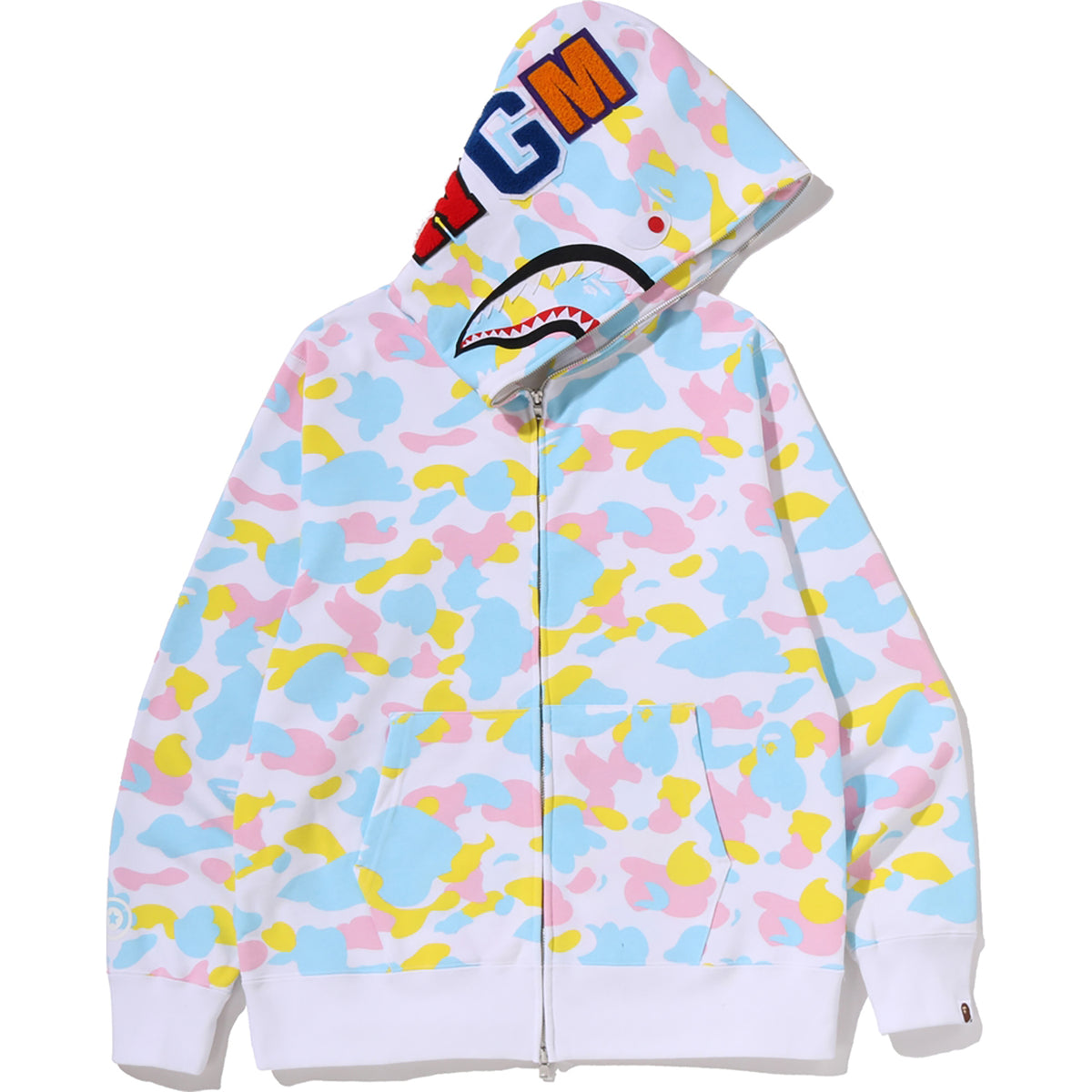 MULTI CAMO SHARK FULL ZIP HOODIE MENS