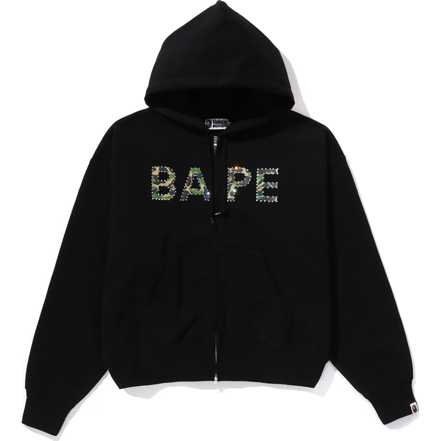 ABC CAMO CRYSTAL LOGO WIDE ZIP HOODIE LADIES – us.bape.com