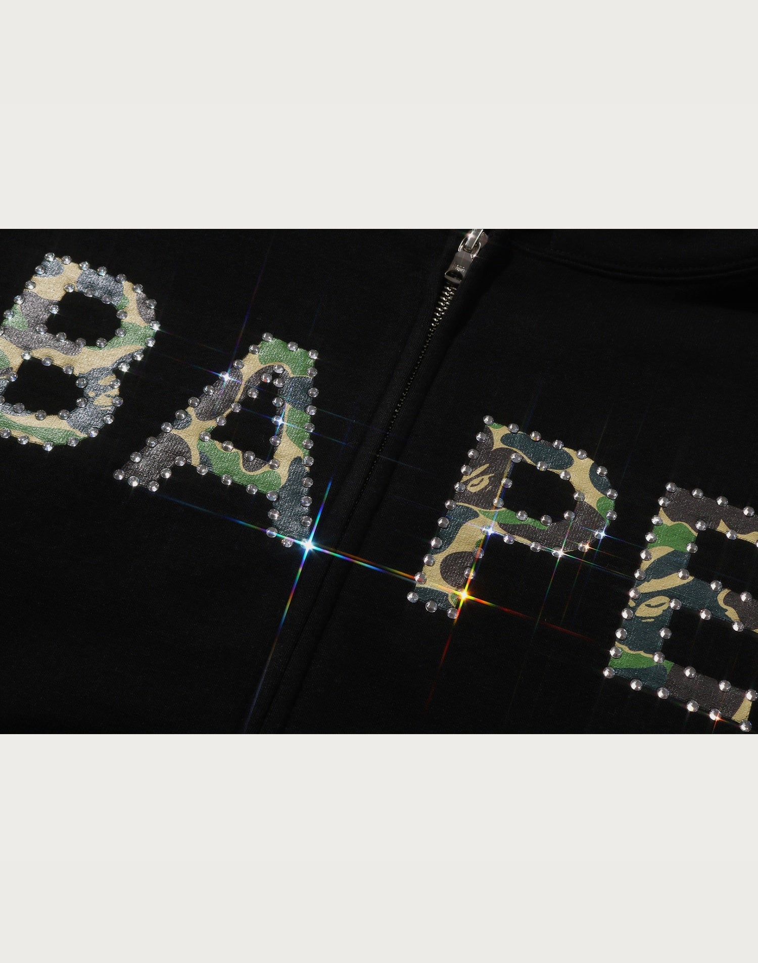 ABC CAMO CRYSTAL LOGO WIDE ZIP HOODIE LADIES