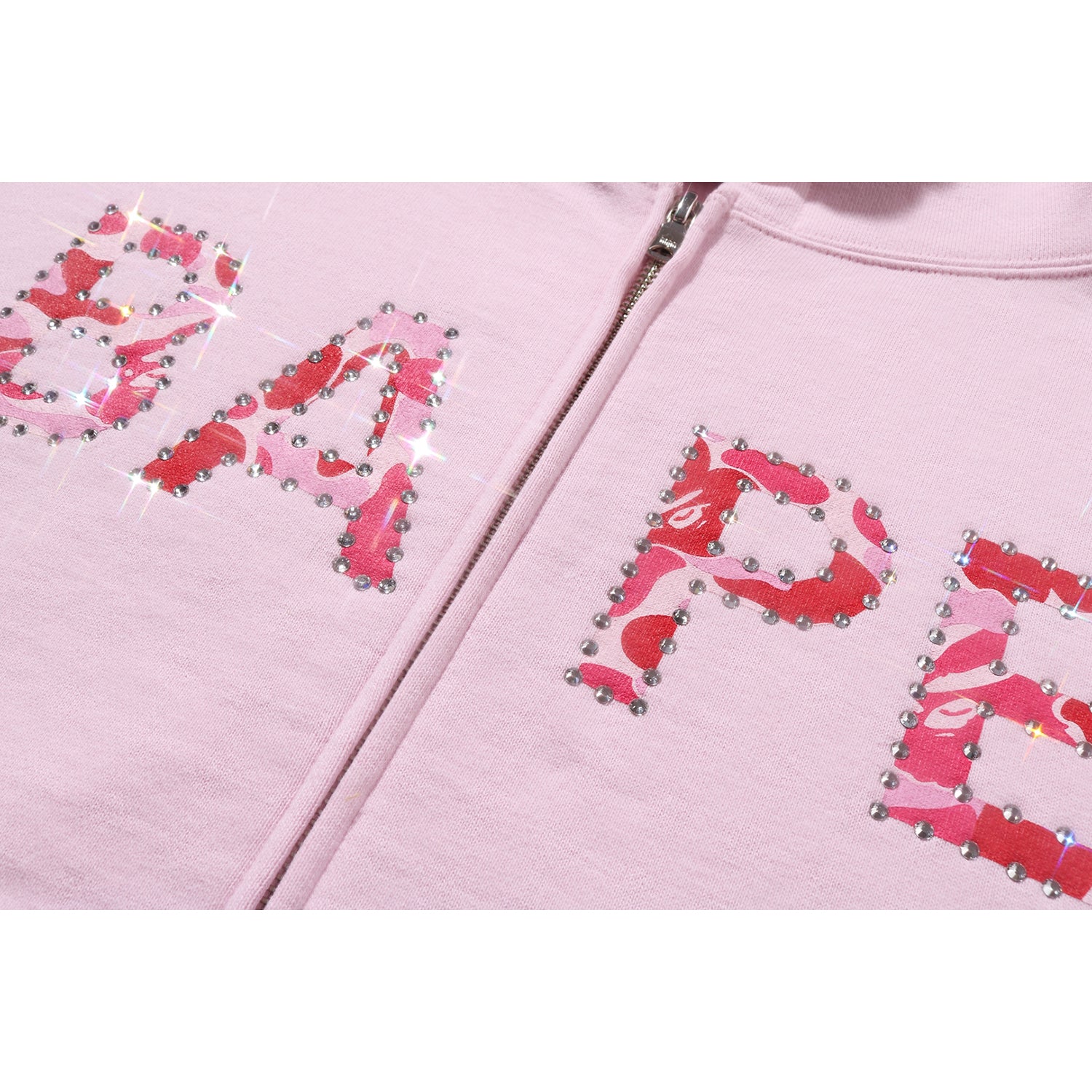 ABC CAMO CRYSTAL LOGO WIDE ZIP HOODIE LADIES – us.bape.com