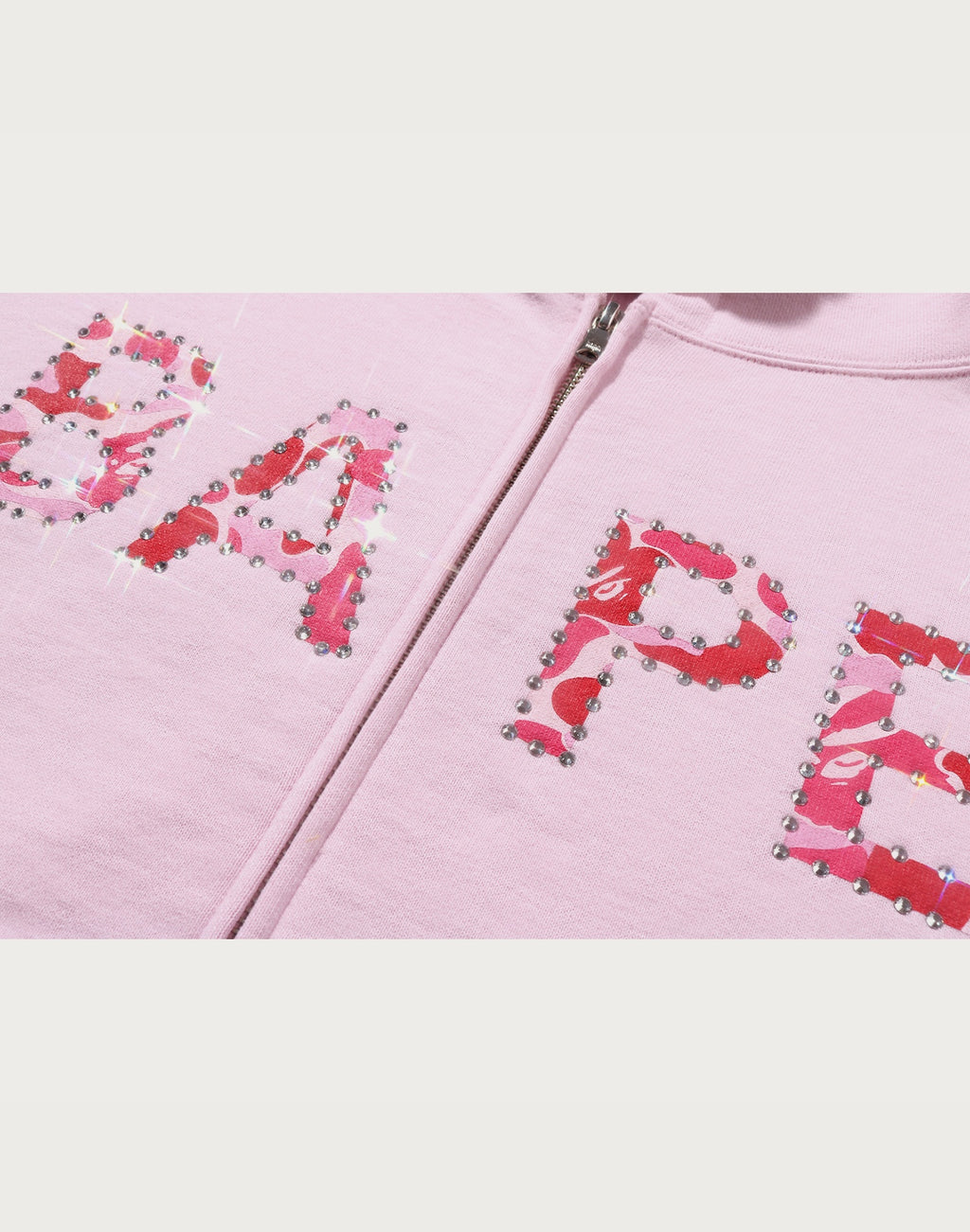 ABC CAMO CRYSTAL LOGO WIDE ZIP HOODIE LADIES