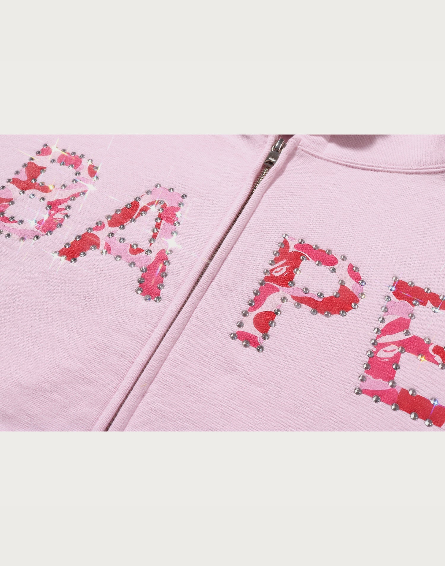 ABC CAMO CRYSTAL LOGO WIDE ZIP HOODIE LADIES