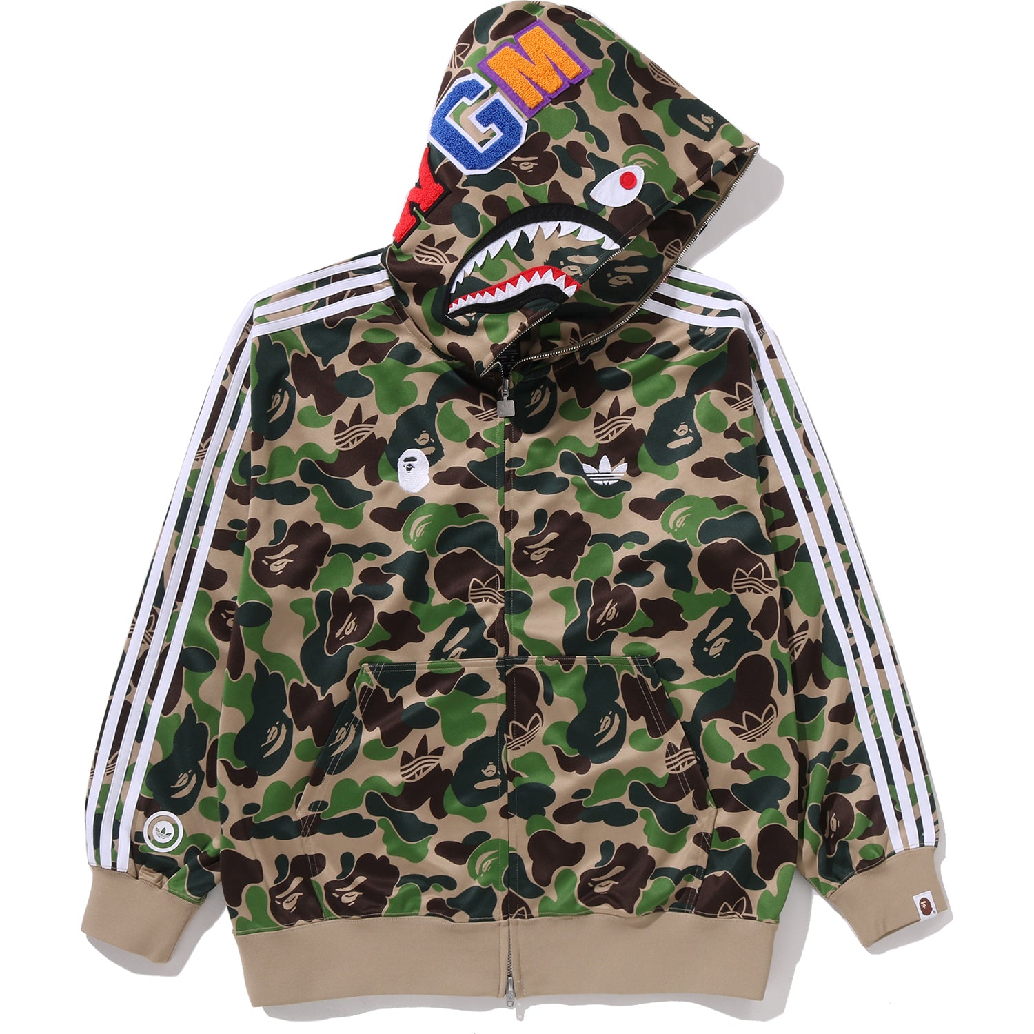 BAPE X ADIDAS RELAXED FIT TRACK CAMO SHARK FULL ZIP HOODIE MENS BAPE X ADIDAS RELAXED FIT TRACK CAMO SHARK FULL ZIP HOODIE MENS