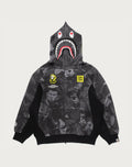 BAPE X CR7 LIFE ALL OVER PRINT LOGO RELAXED FIT SHARK HOODIE MENS