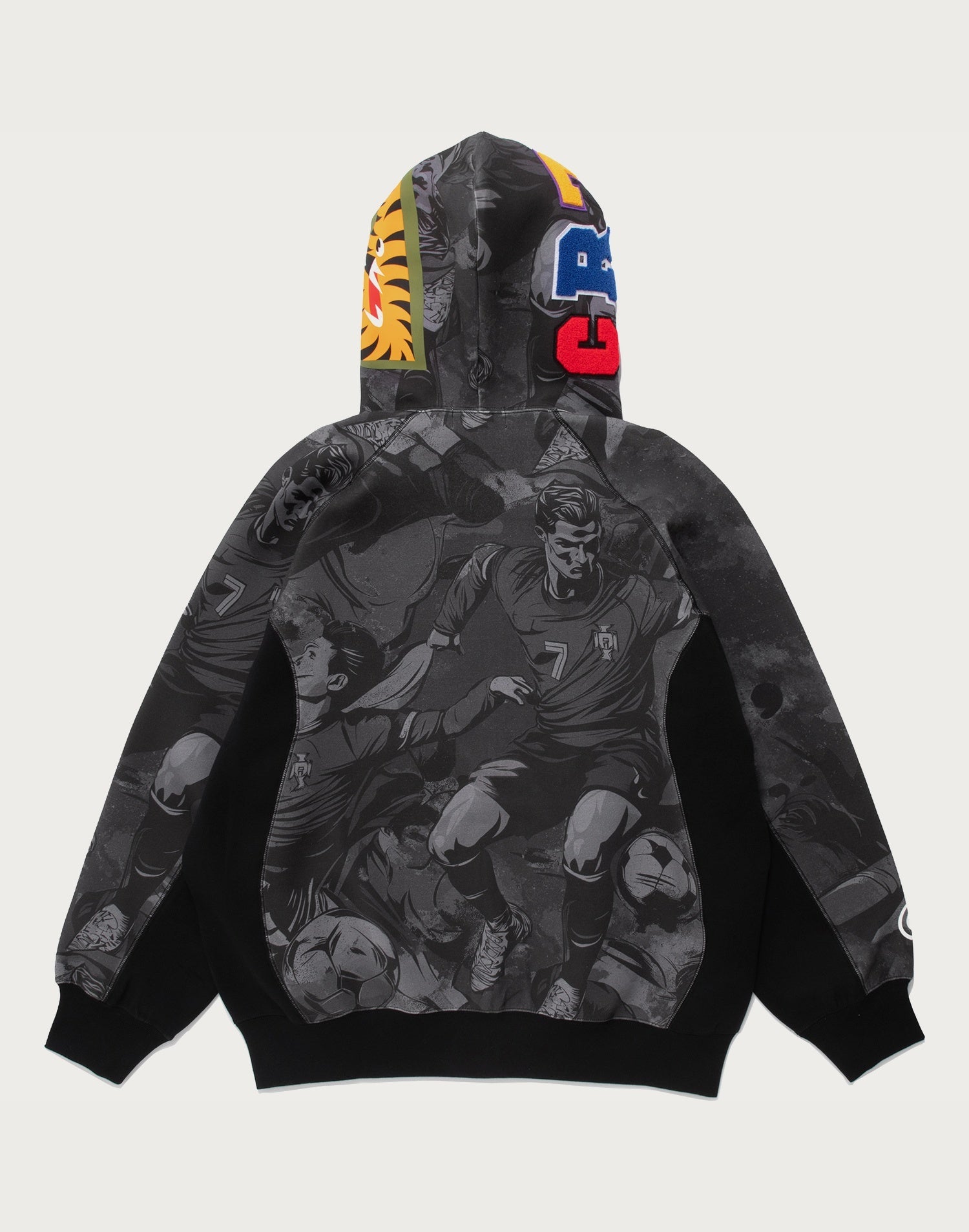 BAPE X CR7 LIFE ALL OVER PRINT LOGO RELAXED FIT SHARK HOODIE MENS