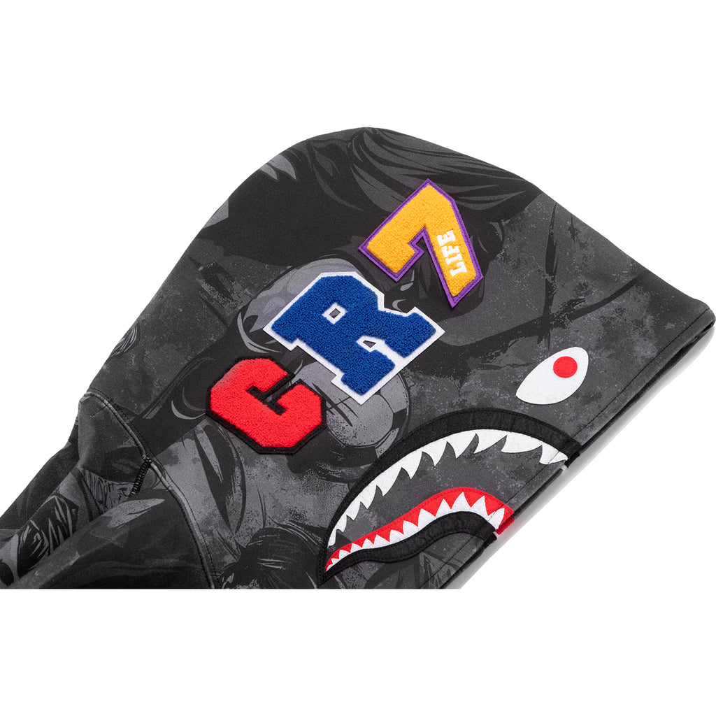 BAPE X CR7 LIFE ALL OVER PRINT LOGO RELAXED FIT SHARK HOODIE MENS