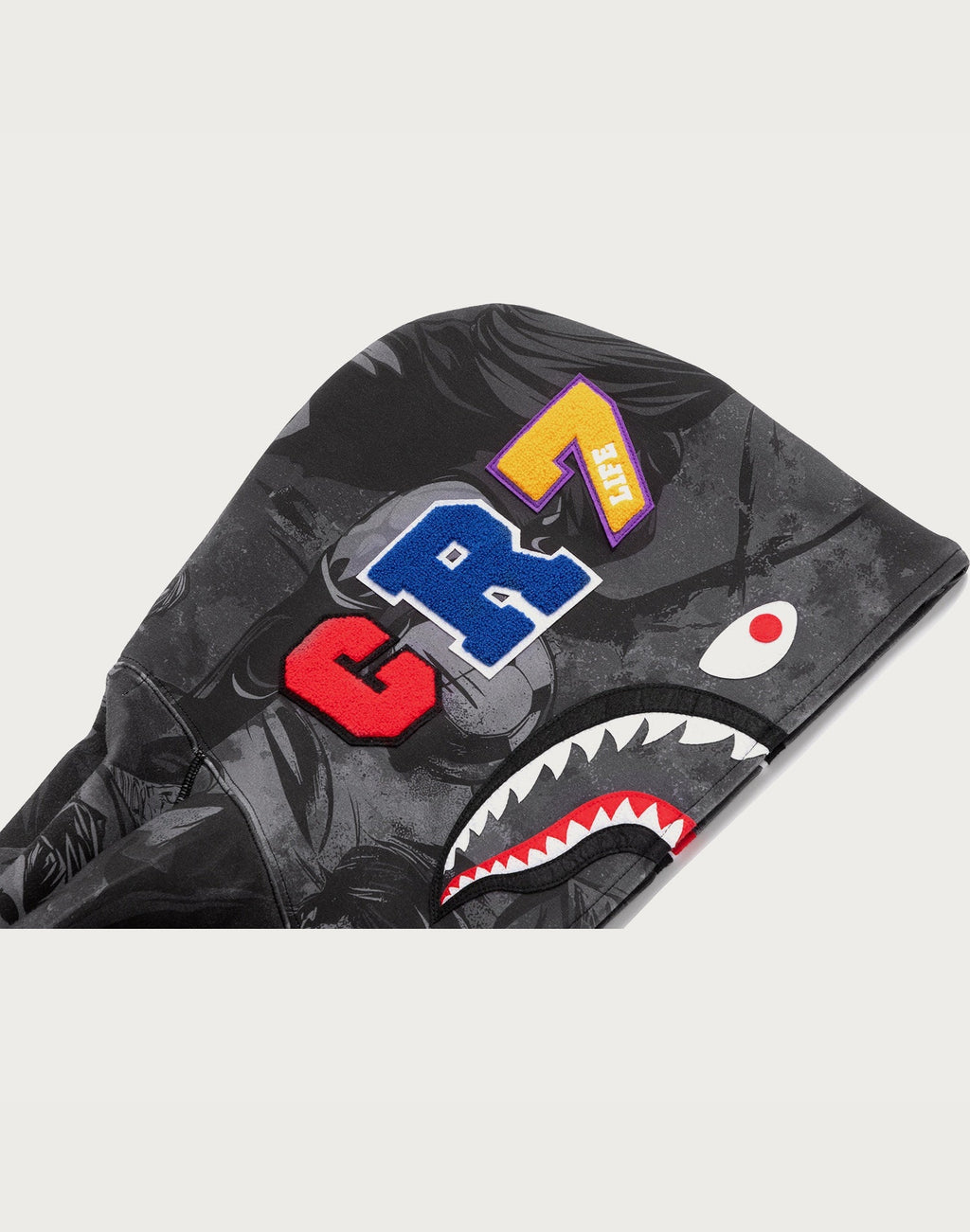 BAPE X CR7 LIFE ALL OVER PRINT LOGO RELAXED FIT SHARK HOODIE MENS
