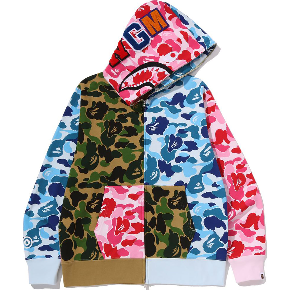 ABC CAMO CRAZY SHARK FULL ZIP HOODIE MENS