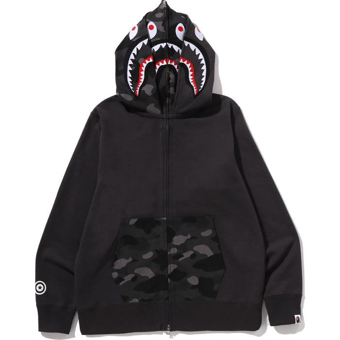 COLOR CAMO SHARK FULL ZIP DOUBLE HOODIE MENS