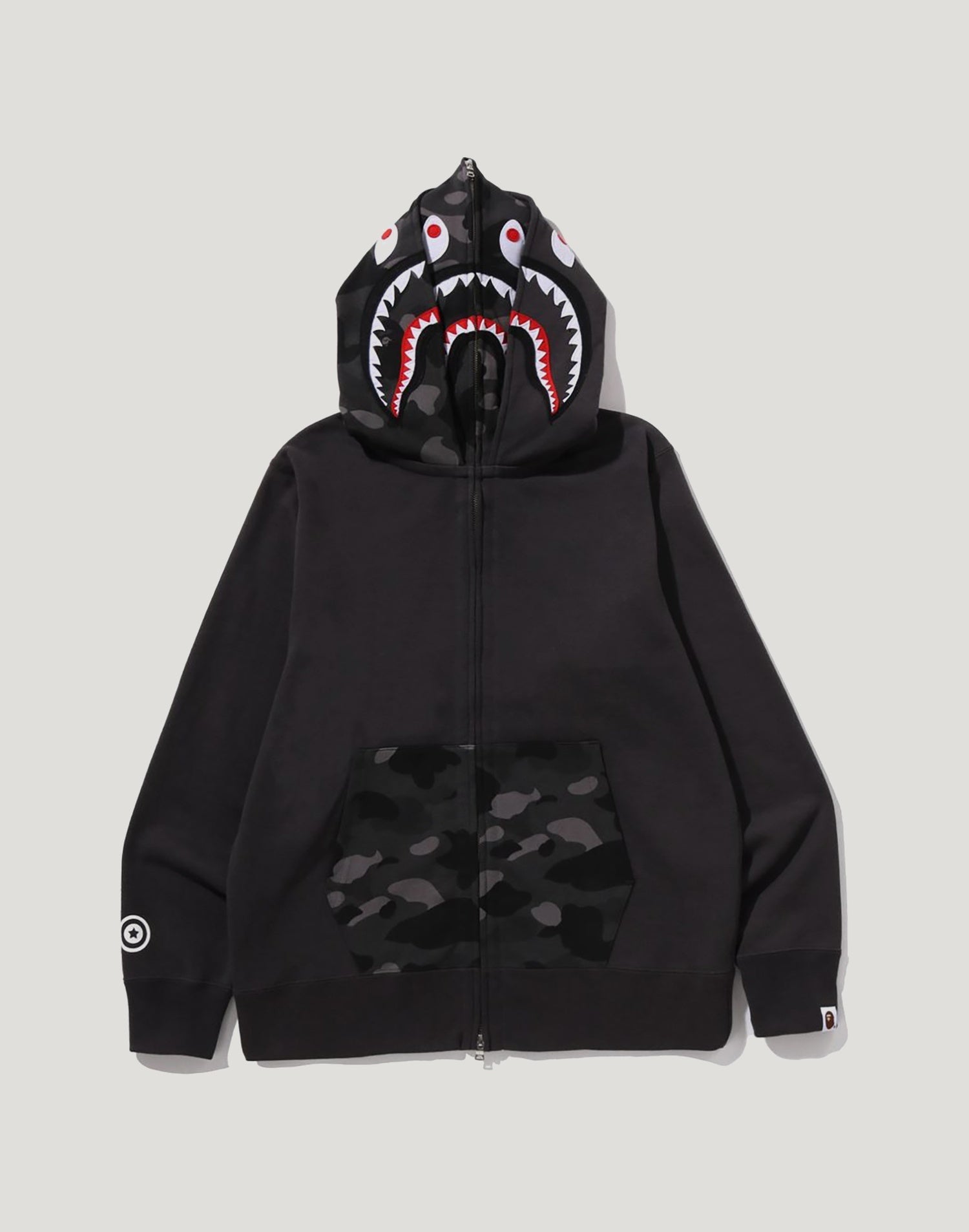 COLOR CAMO SHARK FULL ZIP DOUBLE HOODIE MENS