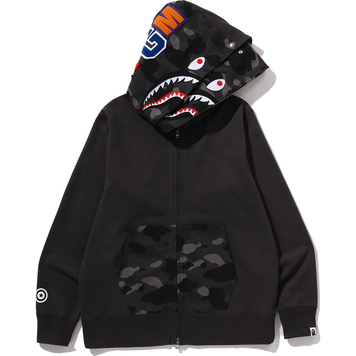 COLOR CAMO SHARK FULL ZIP DOUBLE HOODIE MENS