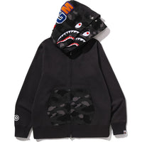 COLOR CAMO SHARK FULL ZIP DOUBLE HOODIE MENS
