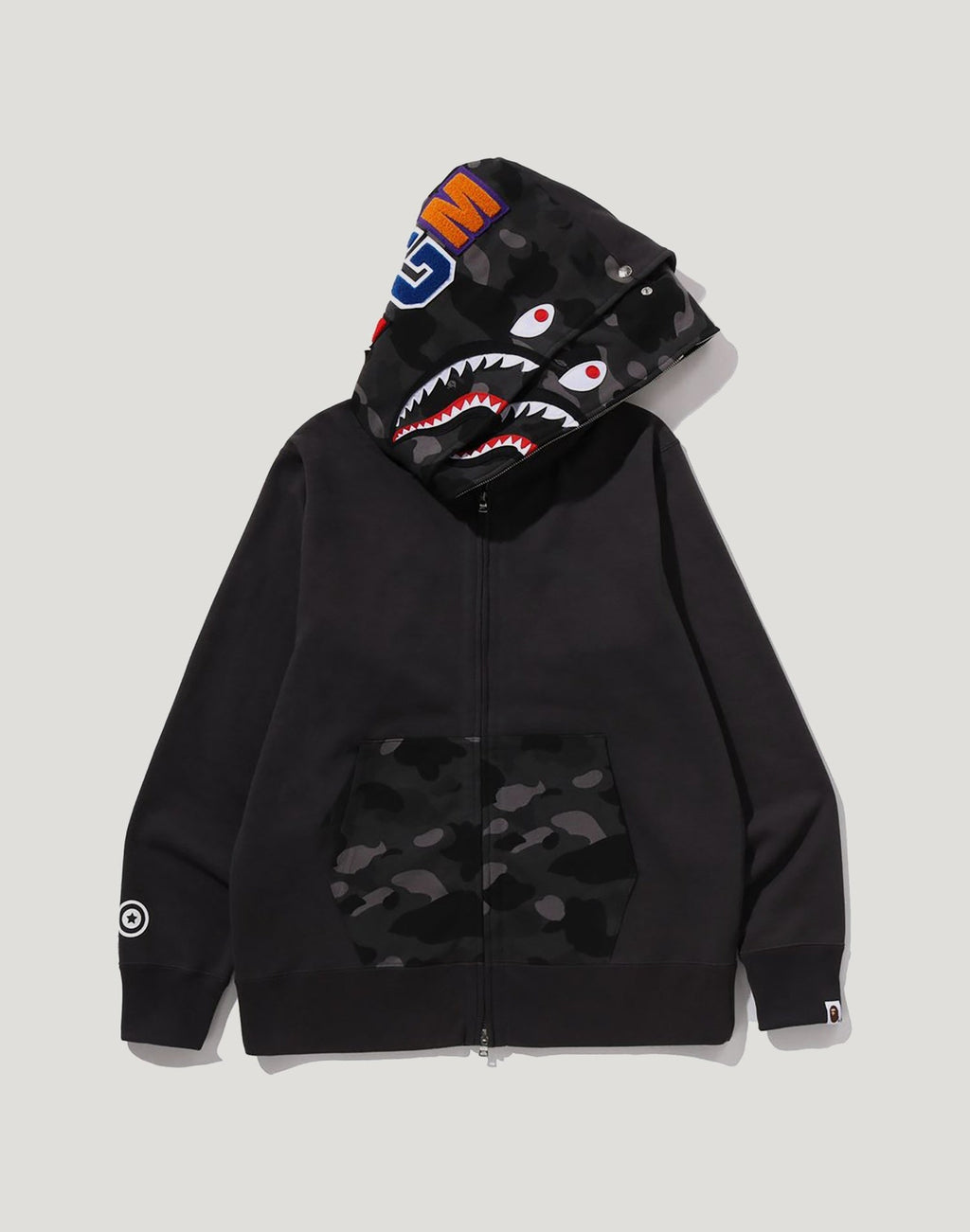 COLOR CAMO SHARK FULL ZIP DOUBLE HOODIE MENS