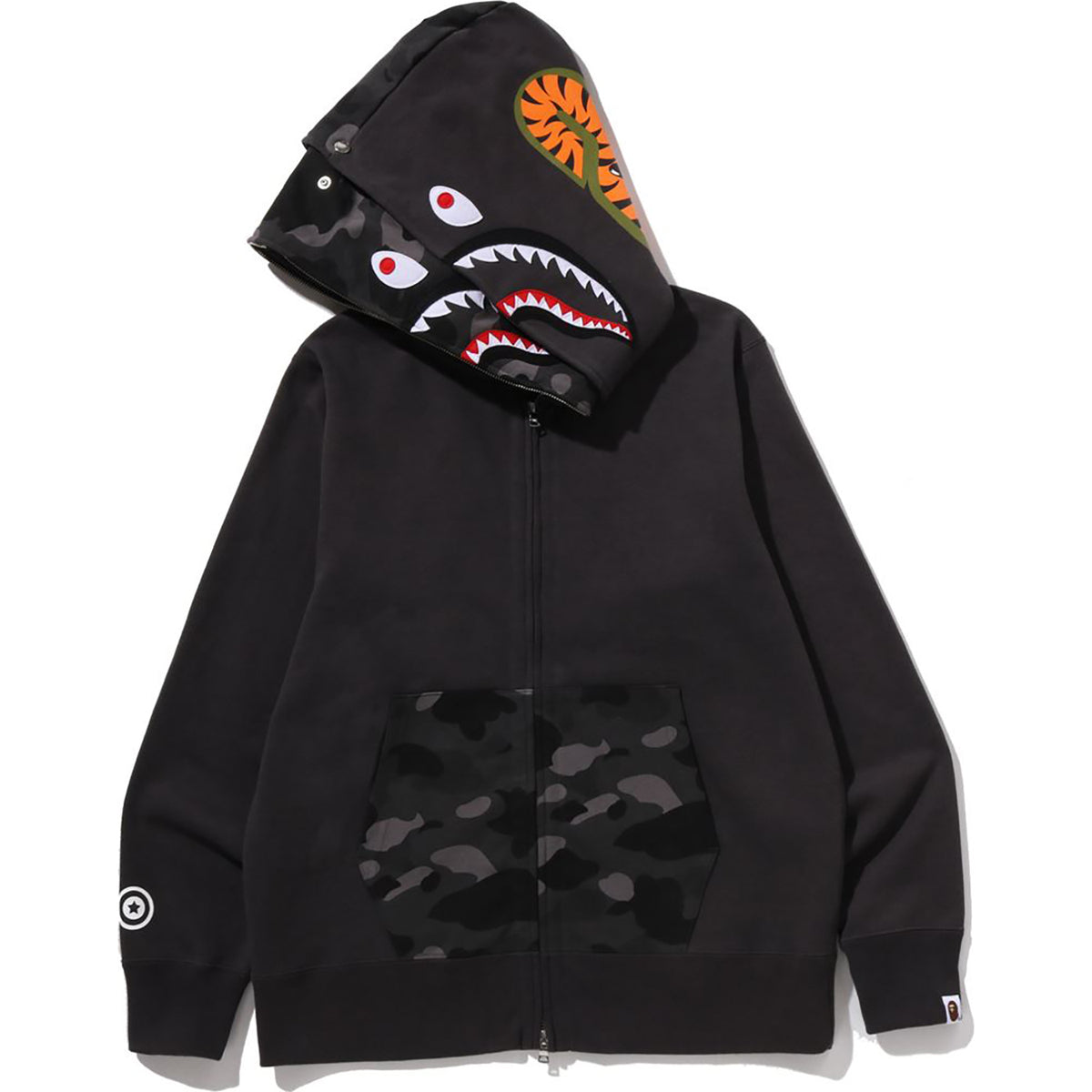 COLOR CAMO SHARK FULL ZIP DOUBLE HOODIE MENS
