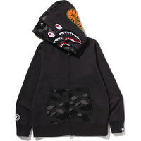COLOR CAMO SHARK FULL ZIP DOUBLE HOODIE MENS
