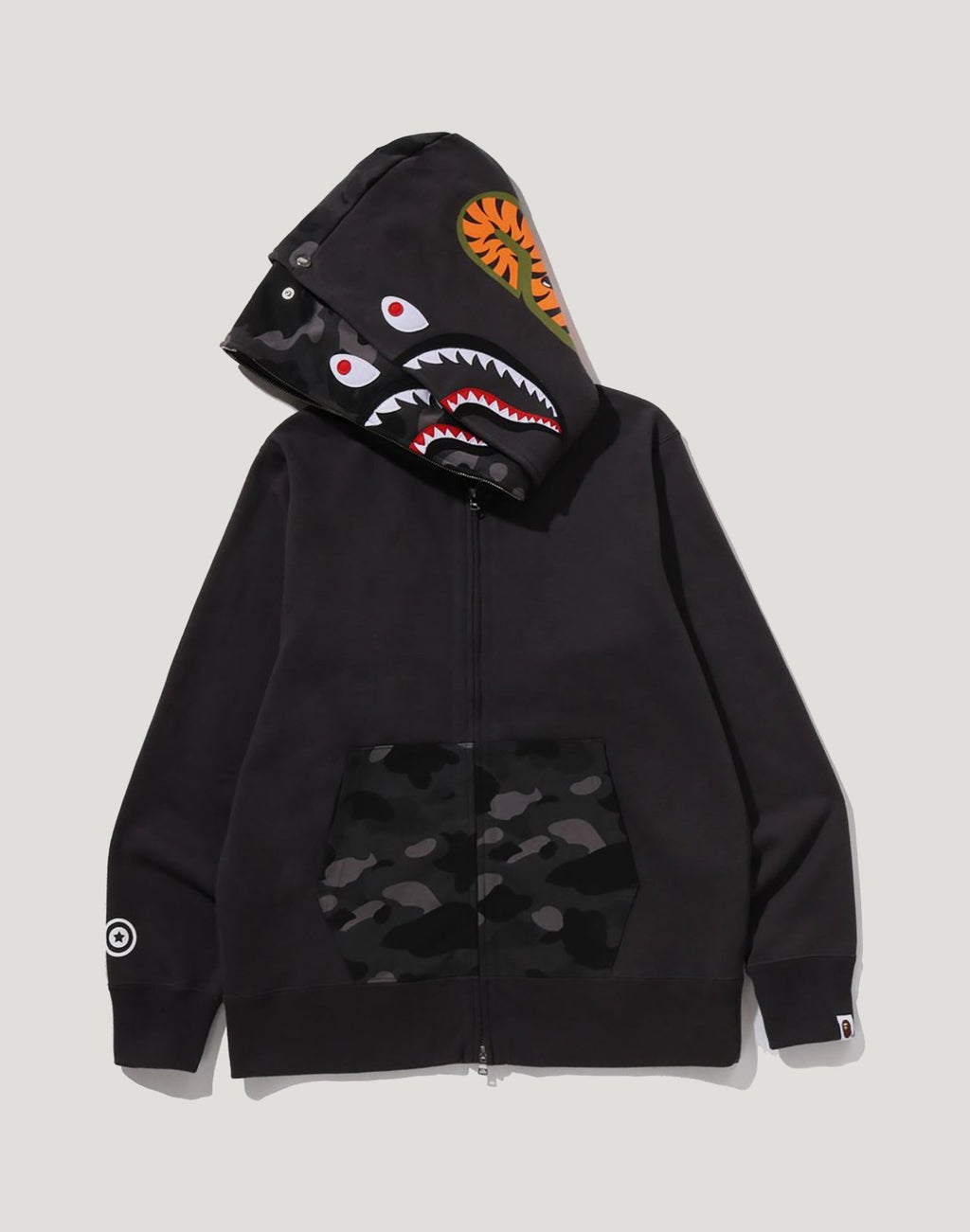 COLOR CAMO SHARK FULL ZIP DOUBLE HOODIE MENS