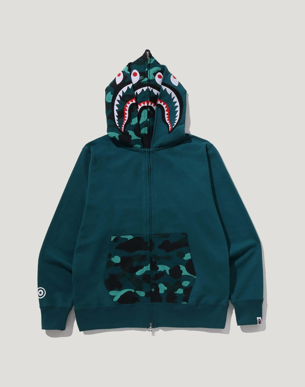 COLOR CAMO SHARK FULL ZIP DOUBLE HOODIE MENS