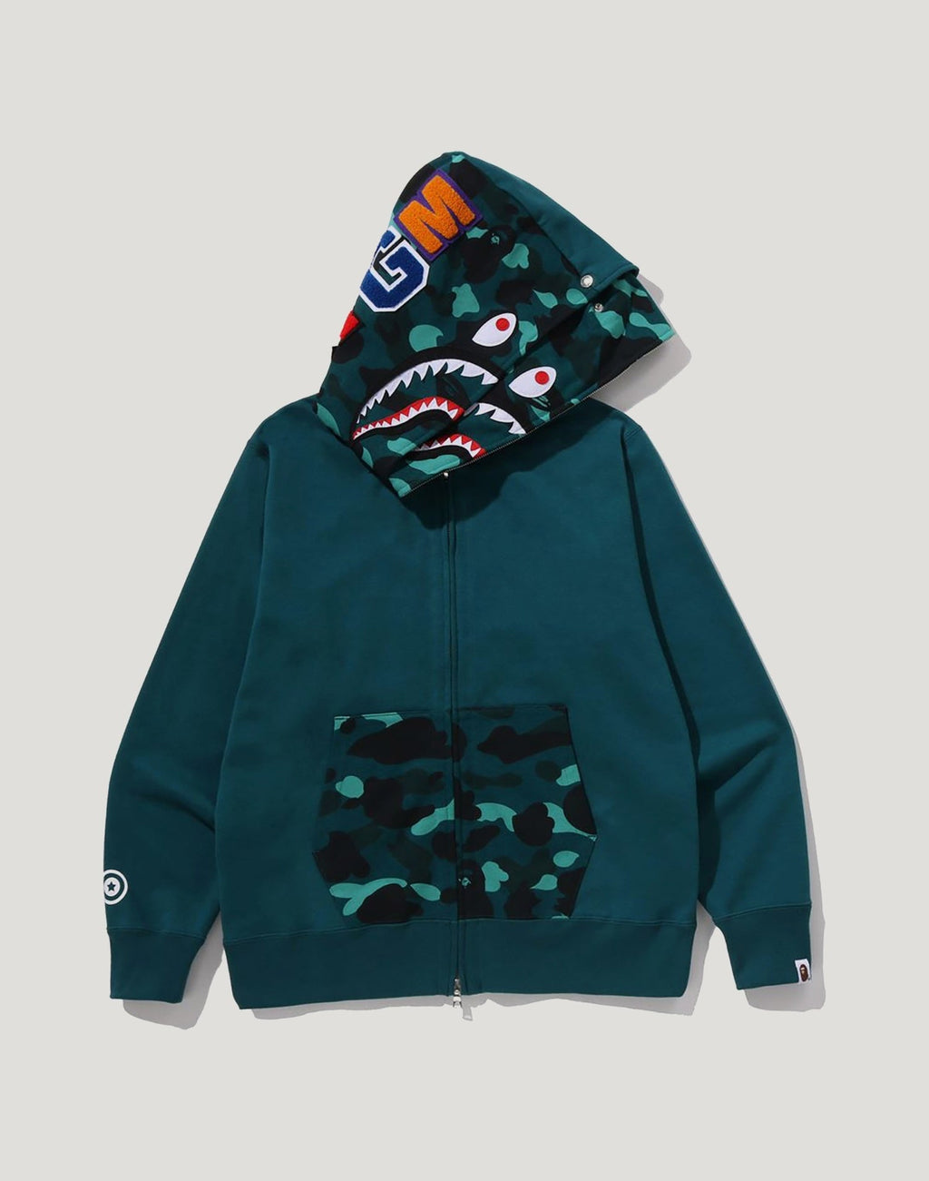 COLOR CAMO SHARK FULL ZIP DOUBLE HOODIE MENS