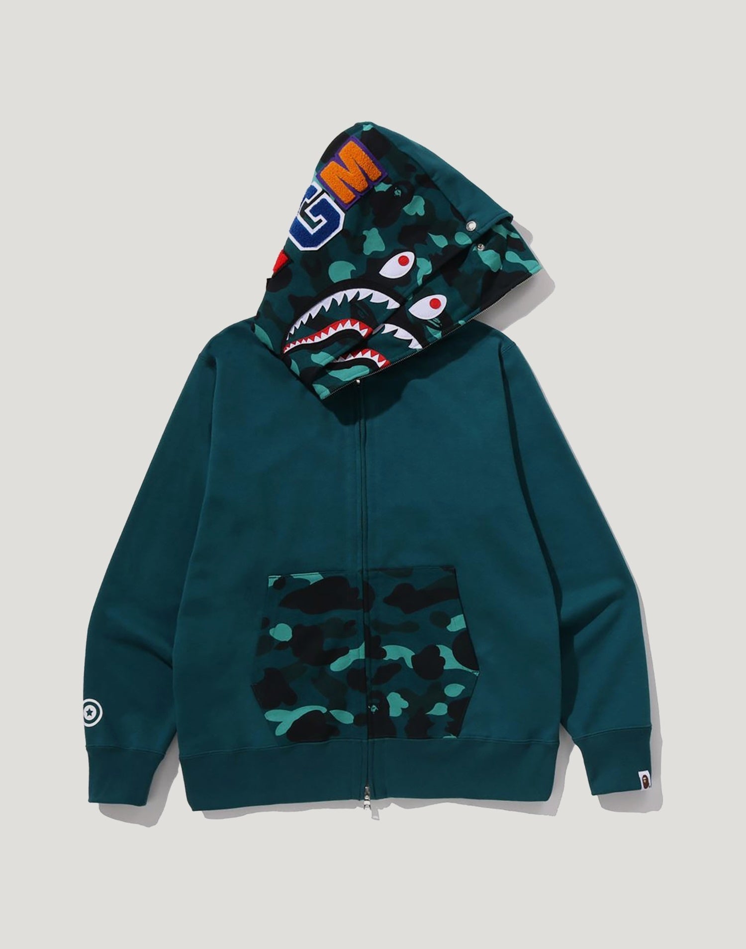 COLOR CAMO SHARK FULL ZIP DOUBLE HOODIE MENS