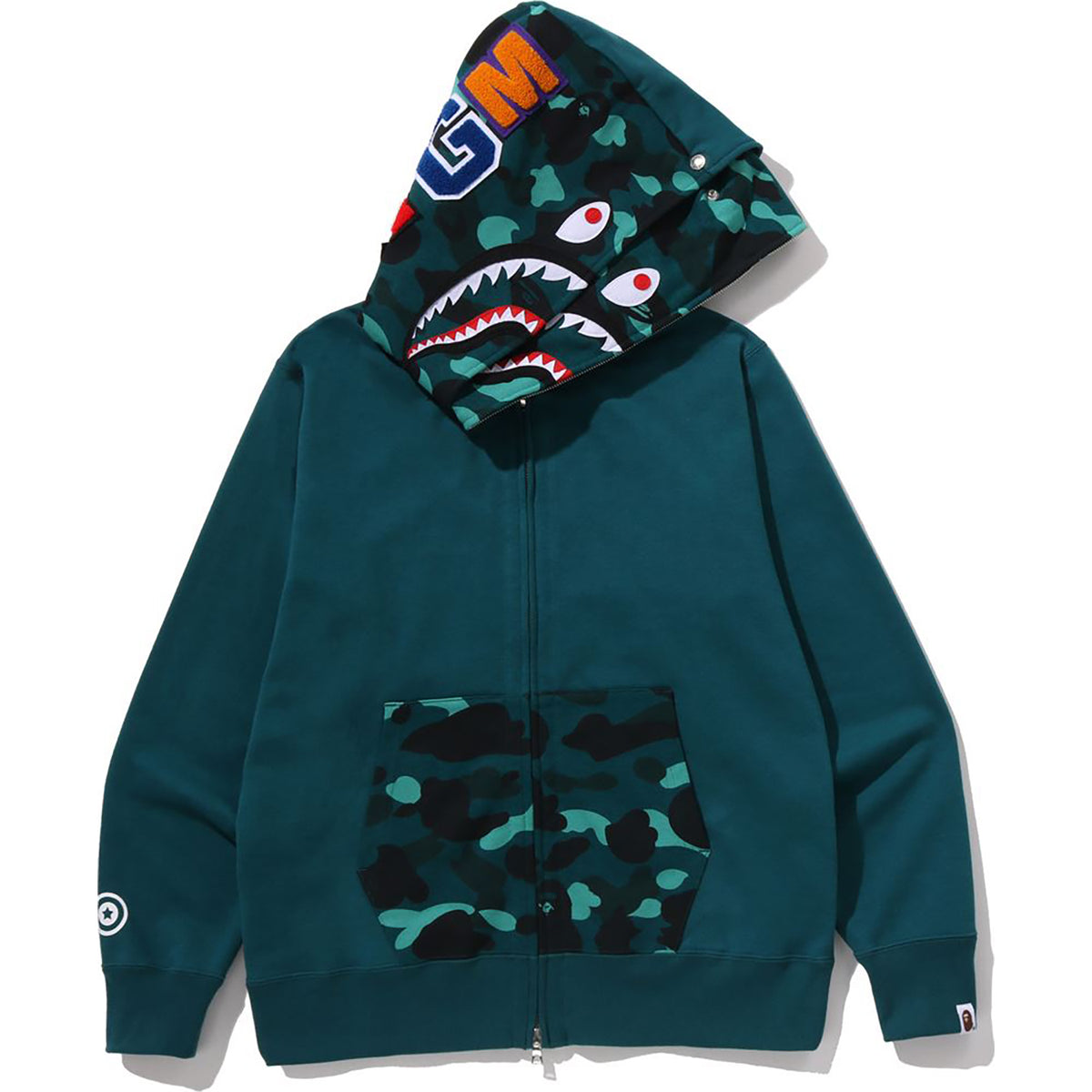 COLOR CAMO SHARK FULL ZIP DOUBLE HOODIE MENS