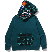 COLOR CAMO SHARK FULL ZIP DOUBLE HOODIE MENS