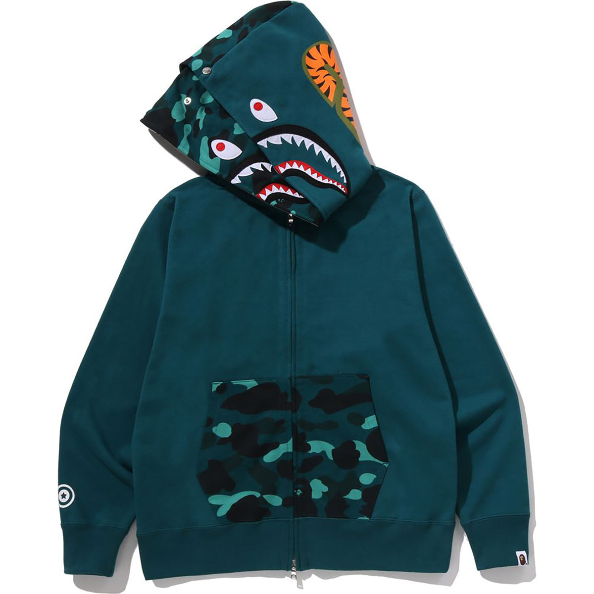 COLOR CAMO SHARK FULL ZIP DOUBLE HOODIE MENS