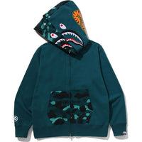 COLOR CAMO SHARK FULL ZIP DOUBLE HOODIE MENS