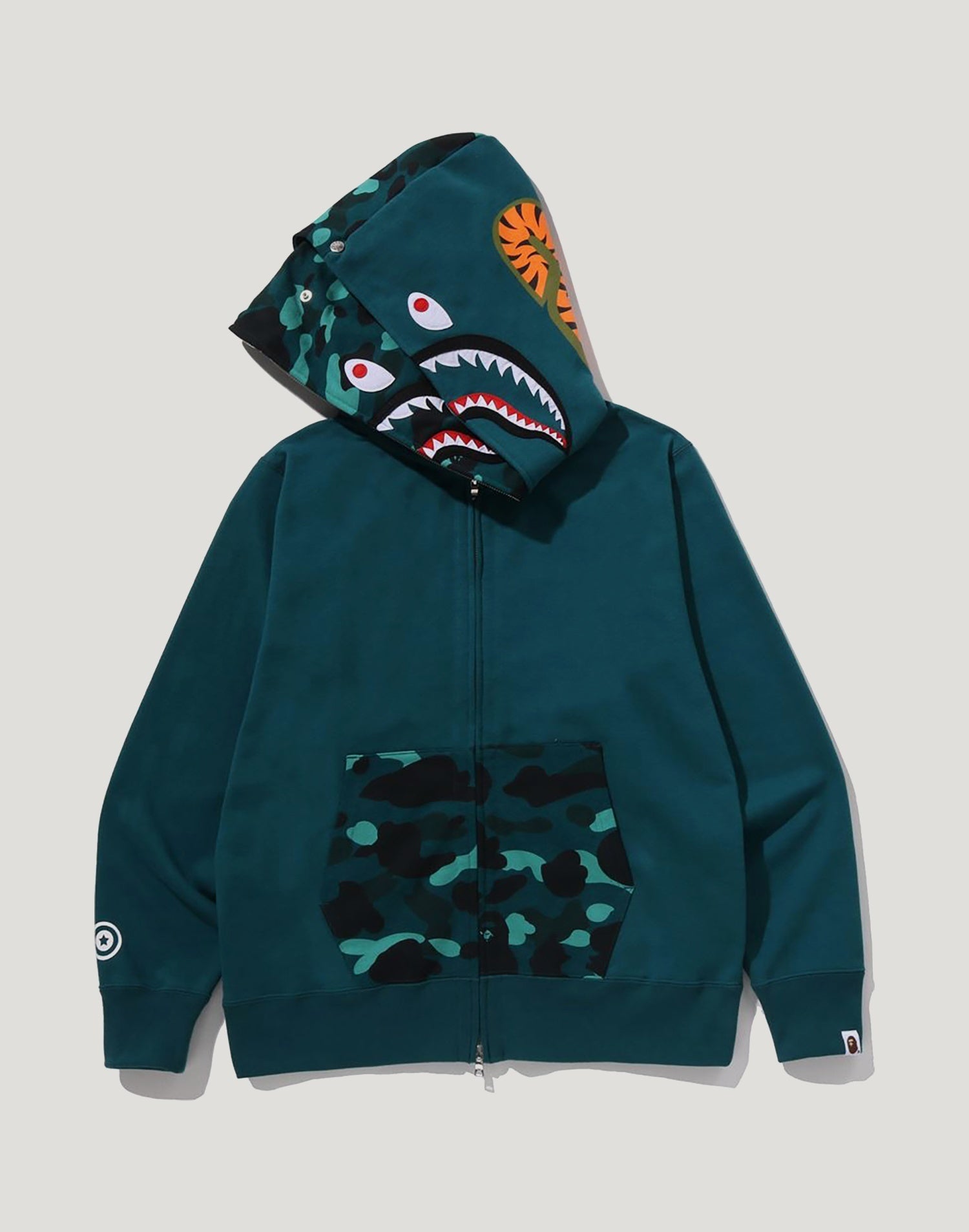COLOR CAMO SHARK FULL ZIP DOUBLE HOODIE MENS