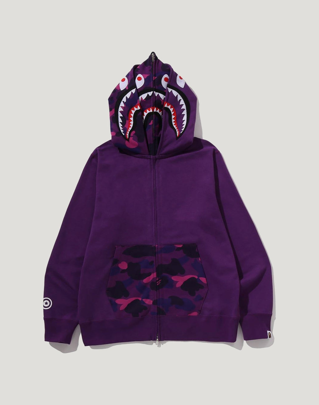 COLOR CAMO SHARK FULL ZIP DOUBLE HOODIE MENS