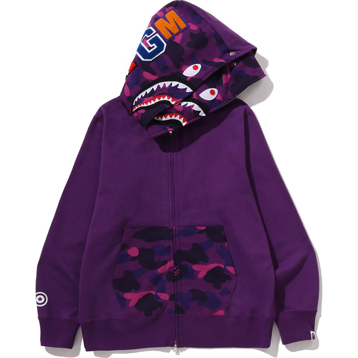 COLOR CAMO SHARK FULL ZIP DOUBLE HOODIE MENS
