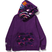COLOR CAMO SHARK FULL ZIP DOUBLE HOODIE MENS