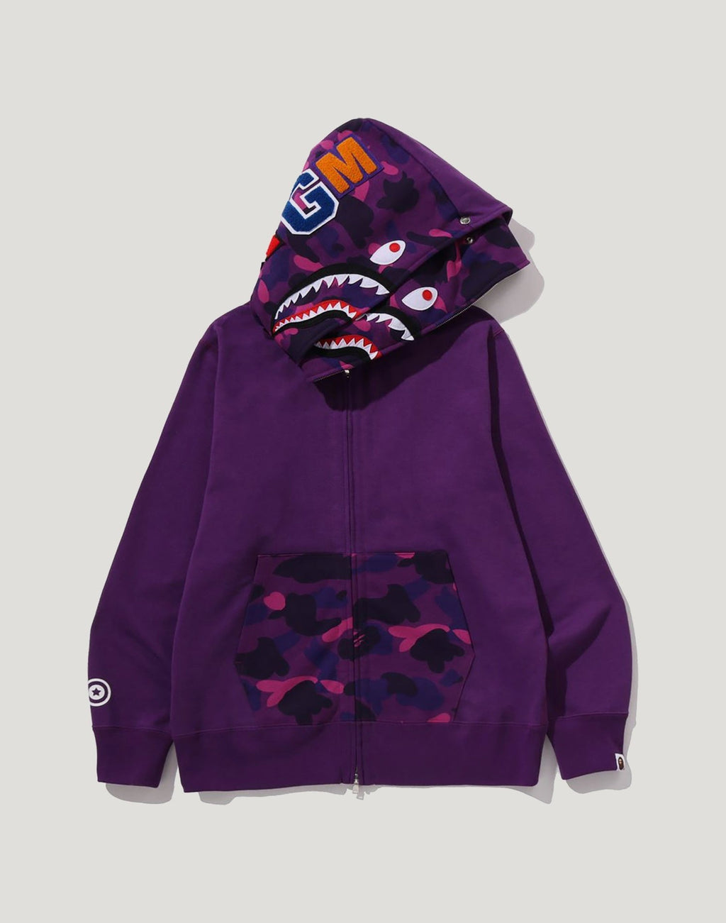 COLOR CAMO SHARK FULL ZIP DOUBLE HOODIE MENS