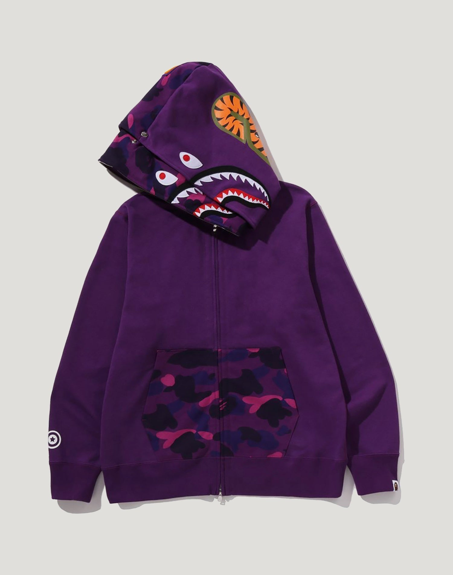 COLOR CAMO SHARK FULL ZIP DOUBLE HOODIE MENS