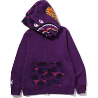 COLOR CAMO SHARK FULL ZIP DOUBLE HOODIE MENS