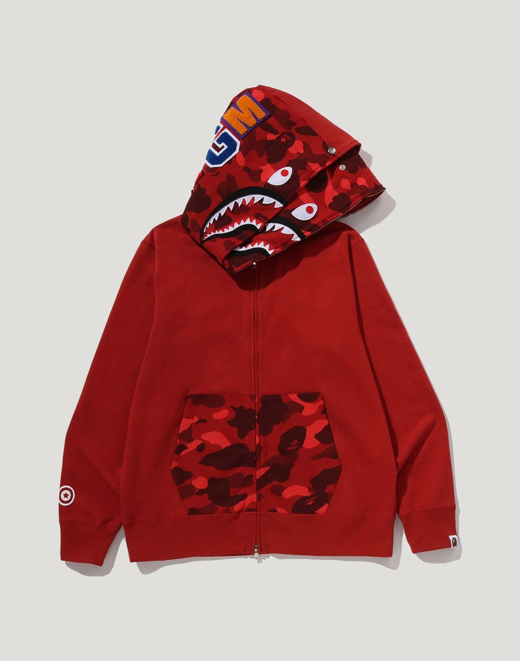 COLOR CAMO SHARK FULL ZIP DOUBLE HOODIE MENS