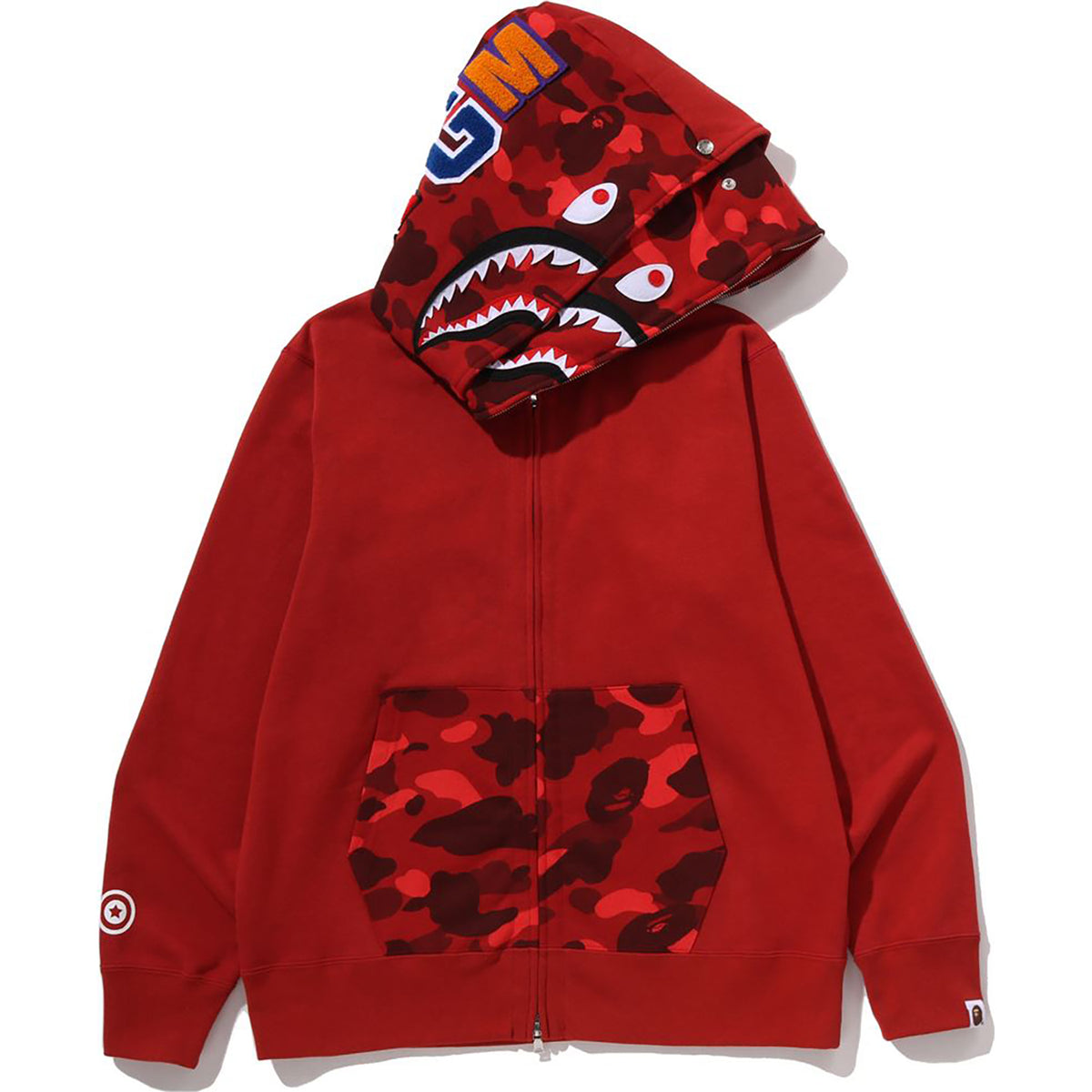 COLOR CAMO SHARK FULL ZIP DOUBLE HOODIE MENS
