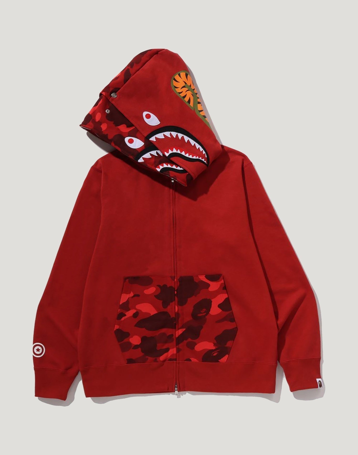 COLOR CAMO SHARK FULL ZIP DOUBLE HOODIE MENS