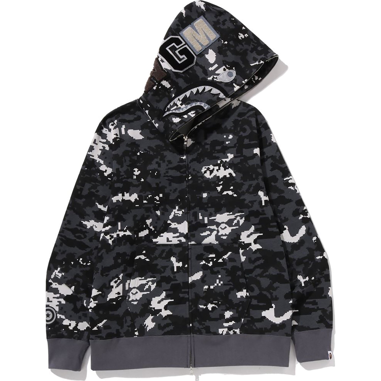 MULTI PIXEL CAMO SHARK REGULAR FIT FULL ZIP HOODIE MENS – us.bape.com
