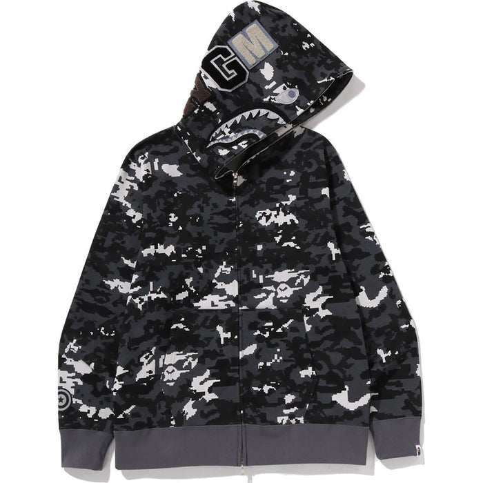 MULTI PIXEL CAMO SHARK REGULAR FIT FULL ZIP HOODIE MENS