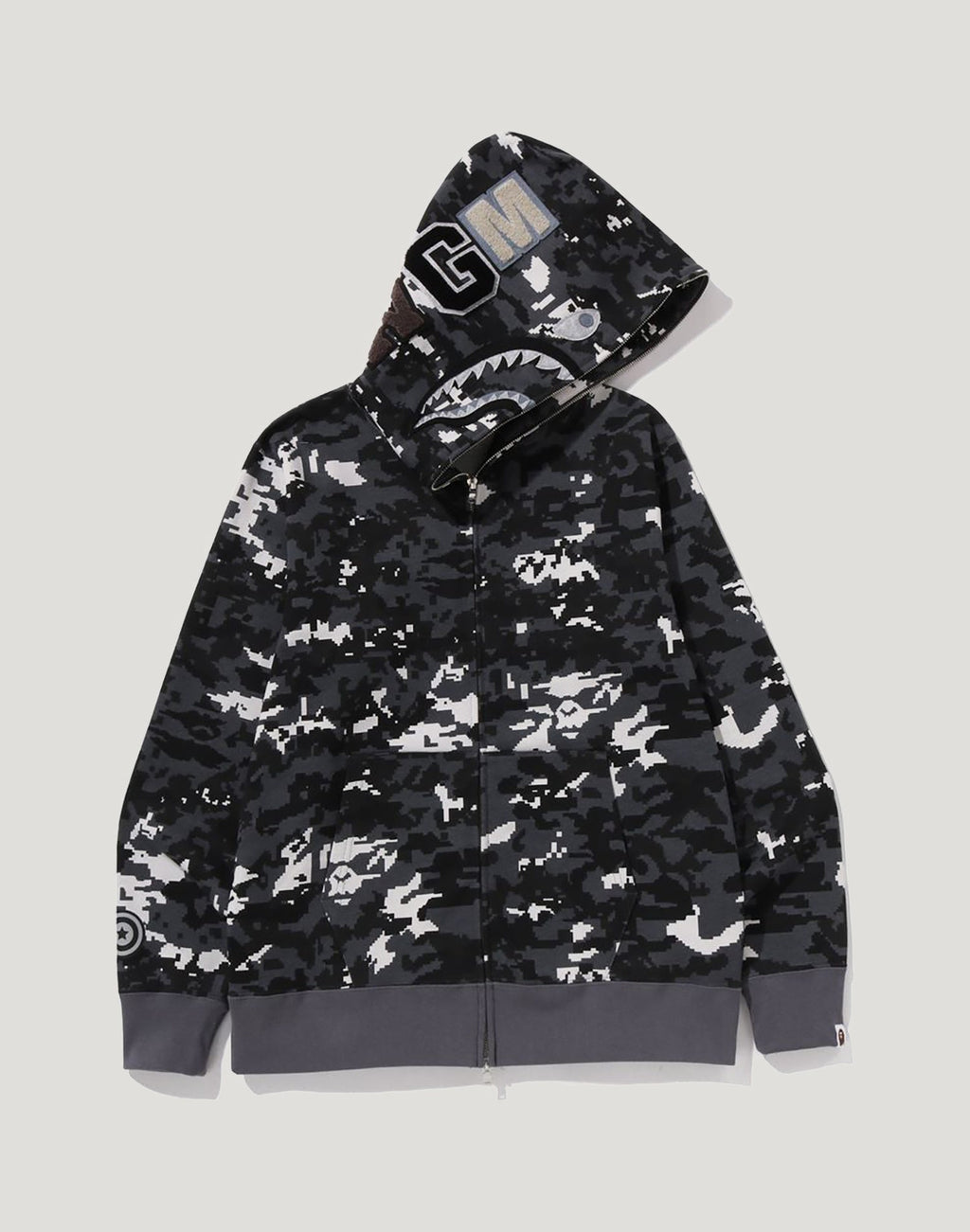 MULTI PIXEL CAMO SHARK REGULAR FIT FULL ZIP HOODIE MENS