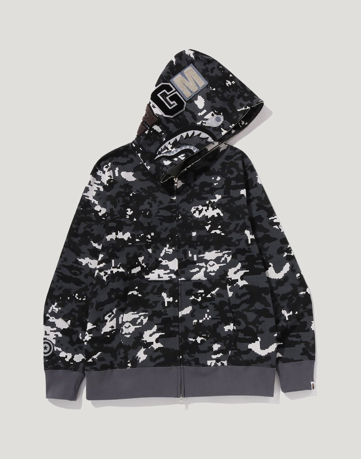 MULTI PIXEL CAMO SHARK REGULAR FIT FULL ZIP HOODIE MENS