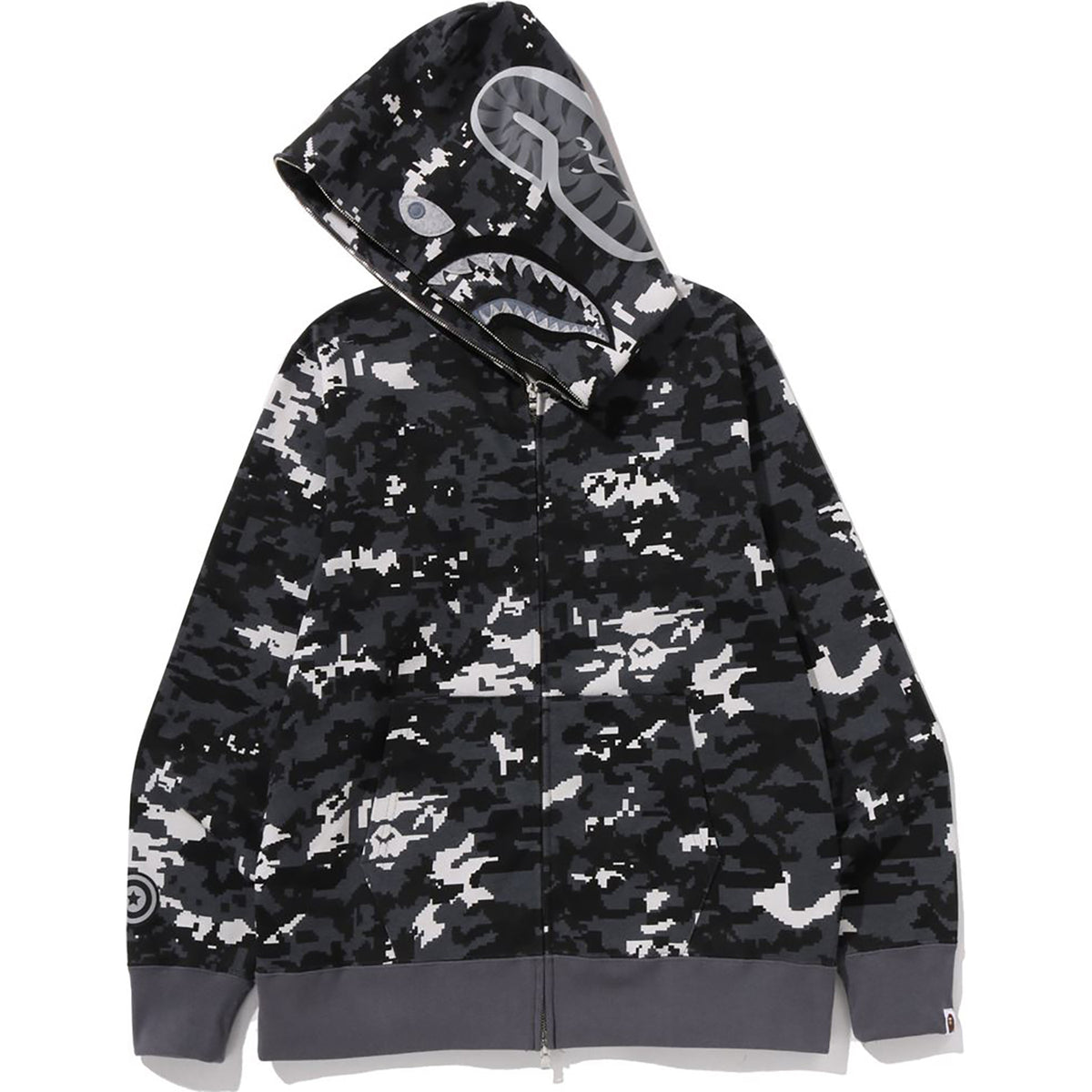 MULTI PIXEL CAMO SHARK REGULAR FIT FULL ZIP HOODIE MENS