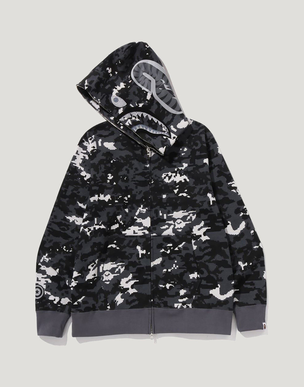 MULTI PIXEL CAMO SHARK REGULAR FIT FULL ZIP HOODIE MENS