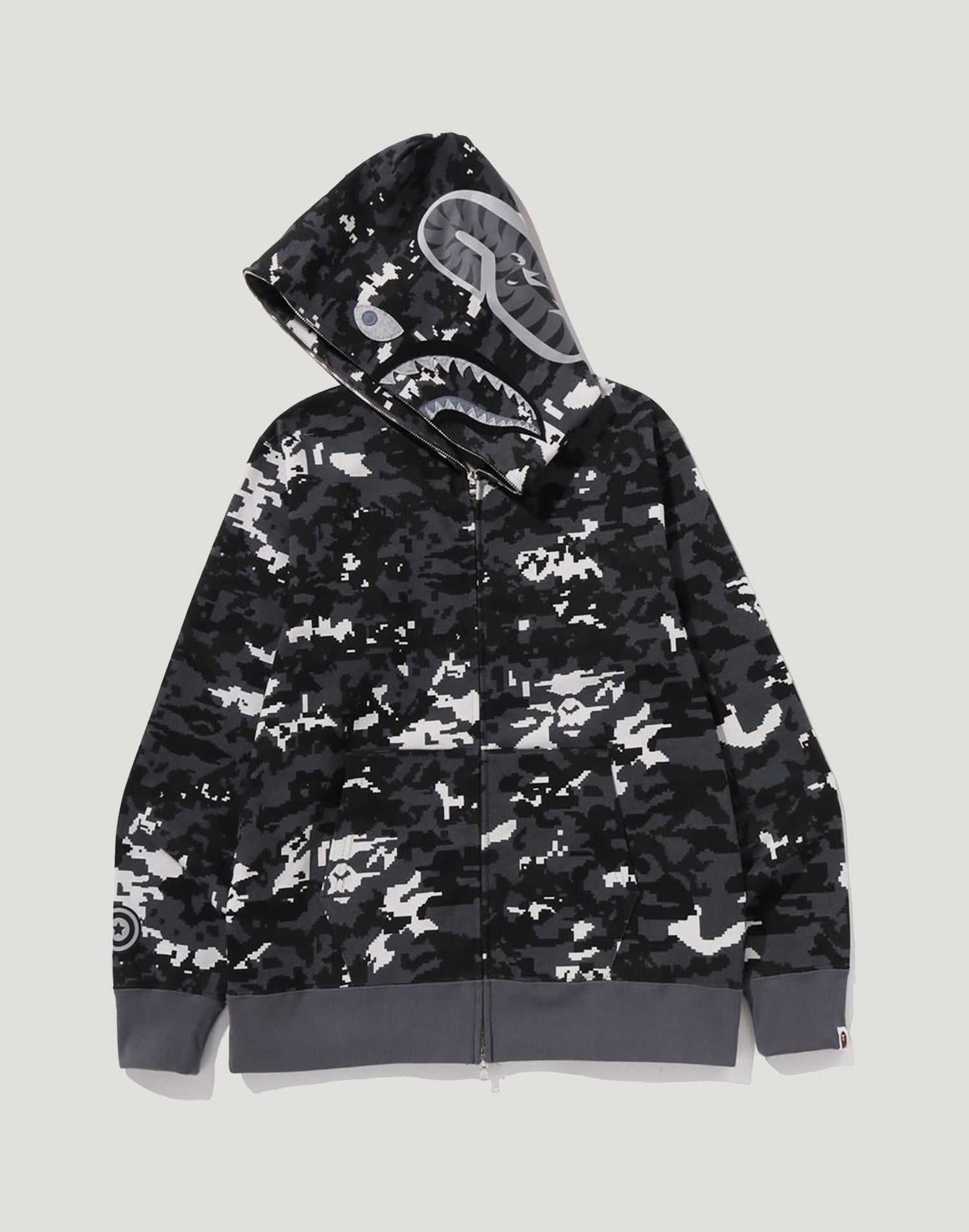 MULTI PIXEL CAMO SHARK REGULAR FIT FULL ZIP HOODIE MENS